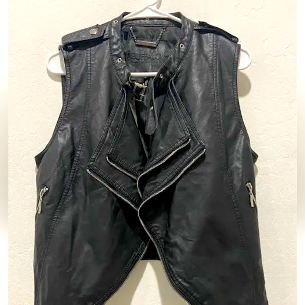 Buffalo David Bitton Biker Style Faux Leather Vest Like New